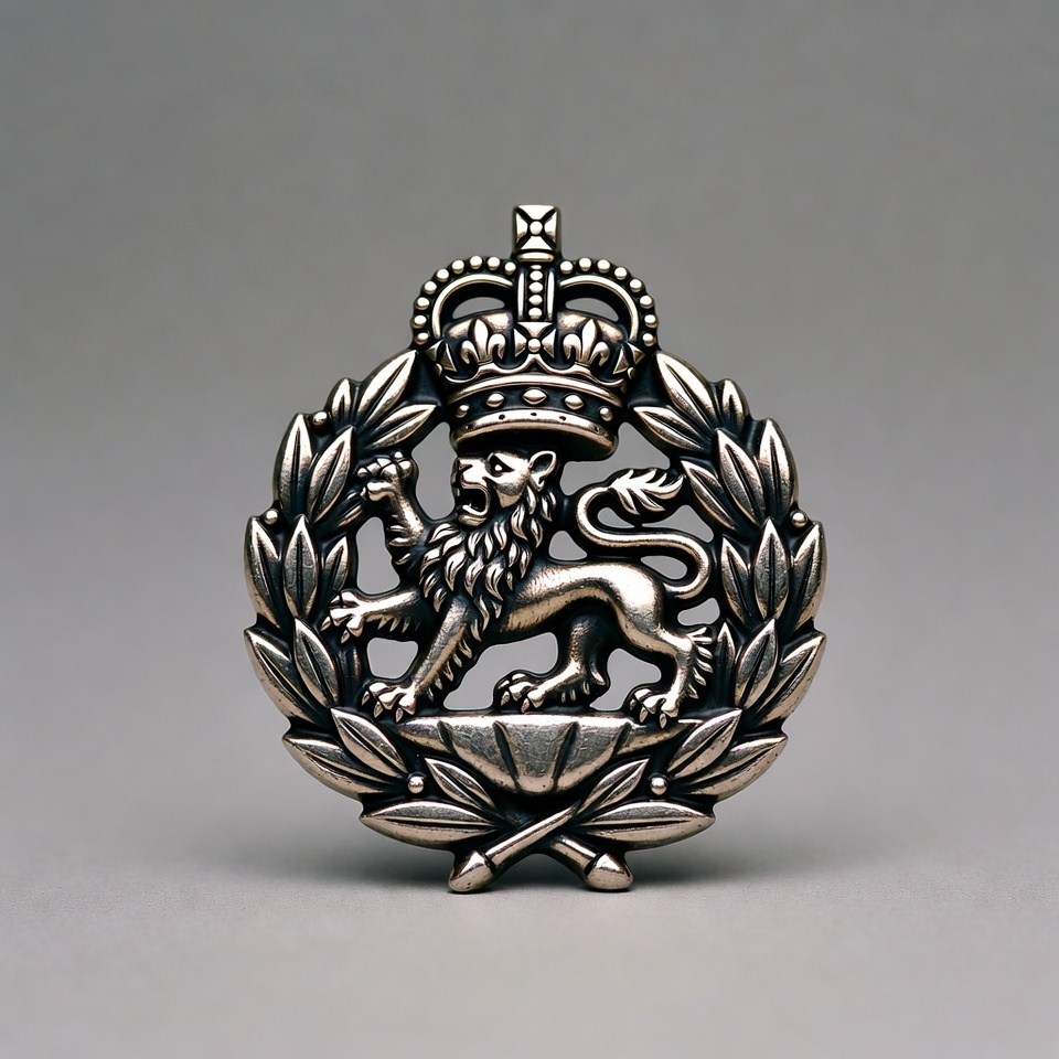 Lion emblem with crown and wreath Lion emblem with crown and wreath