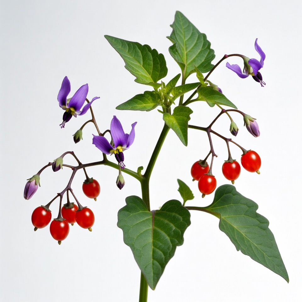 Purple and red fruit plant in studio Purple and red fruit plant in studio