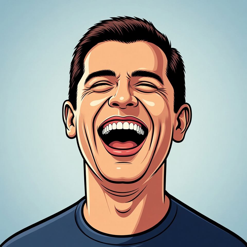 Man laughing with joy Man laughing with joy