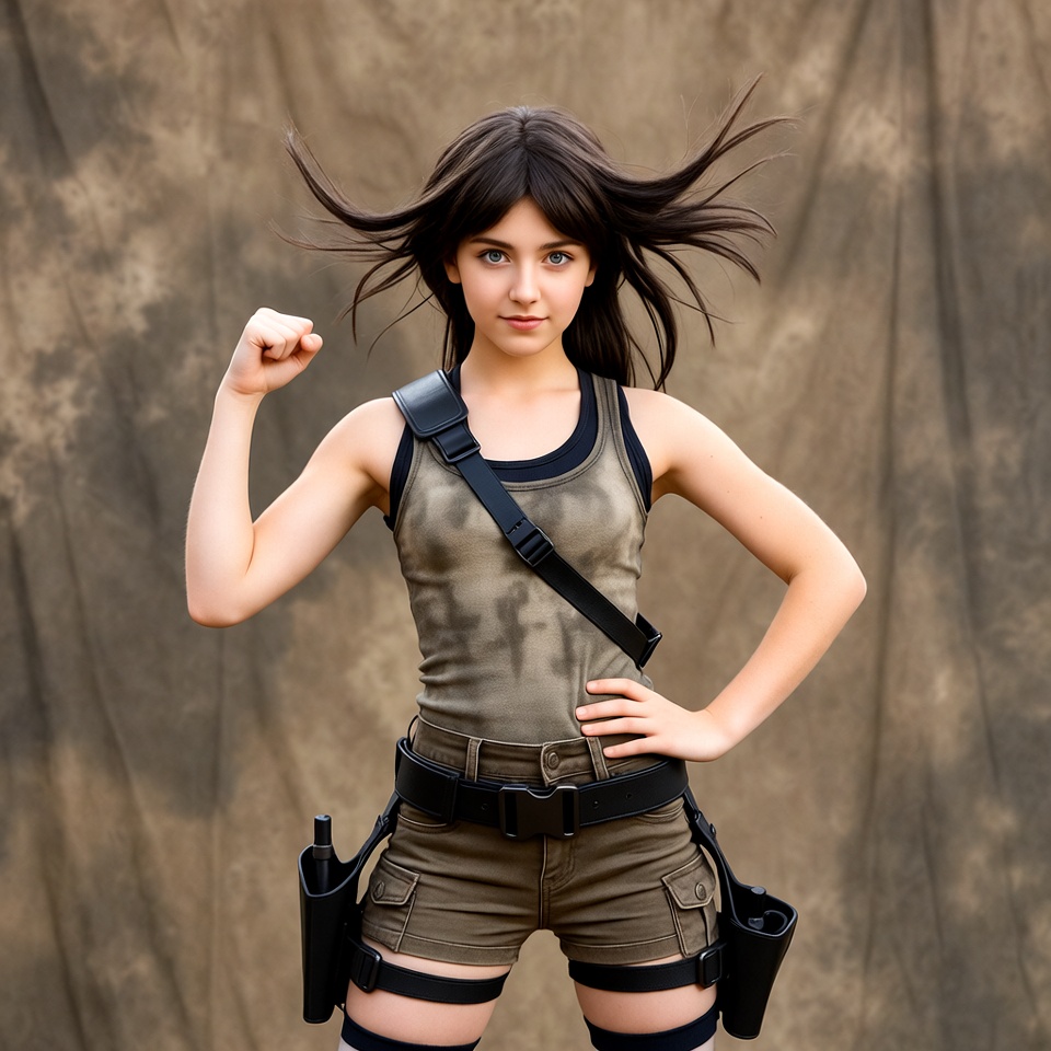 Young explorer poses for action scene Young explorer poses for action scene