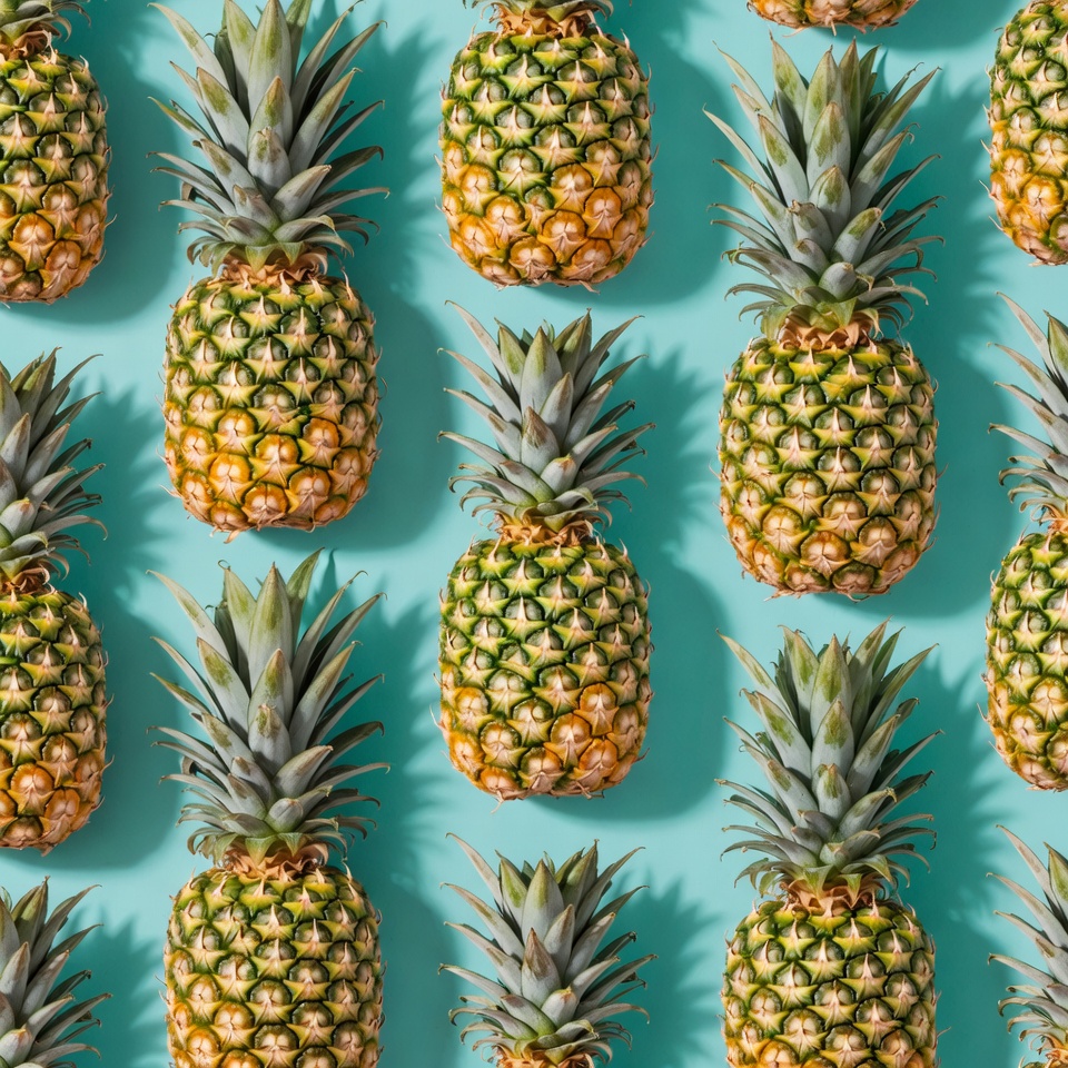 Pineapples arranged on blue background Pineapples arranged on blue background