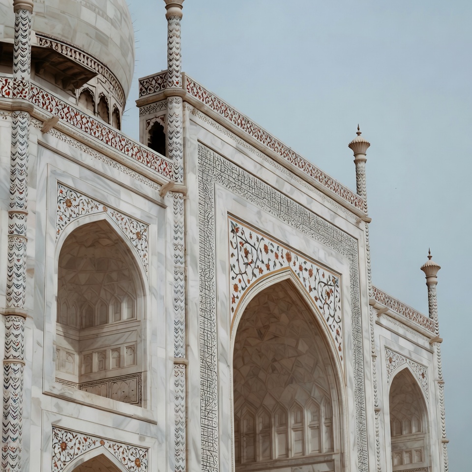 Close view of taj mahal exterior details Close view of taj mahal exterior details