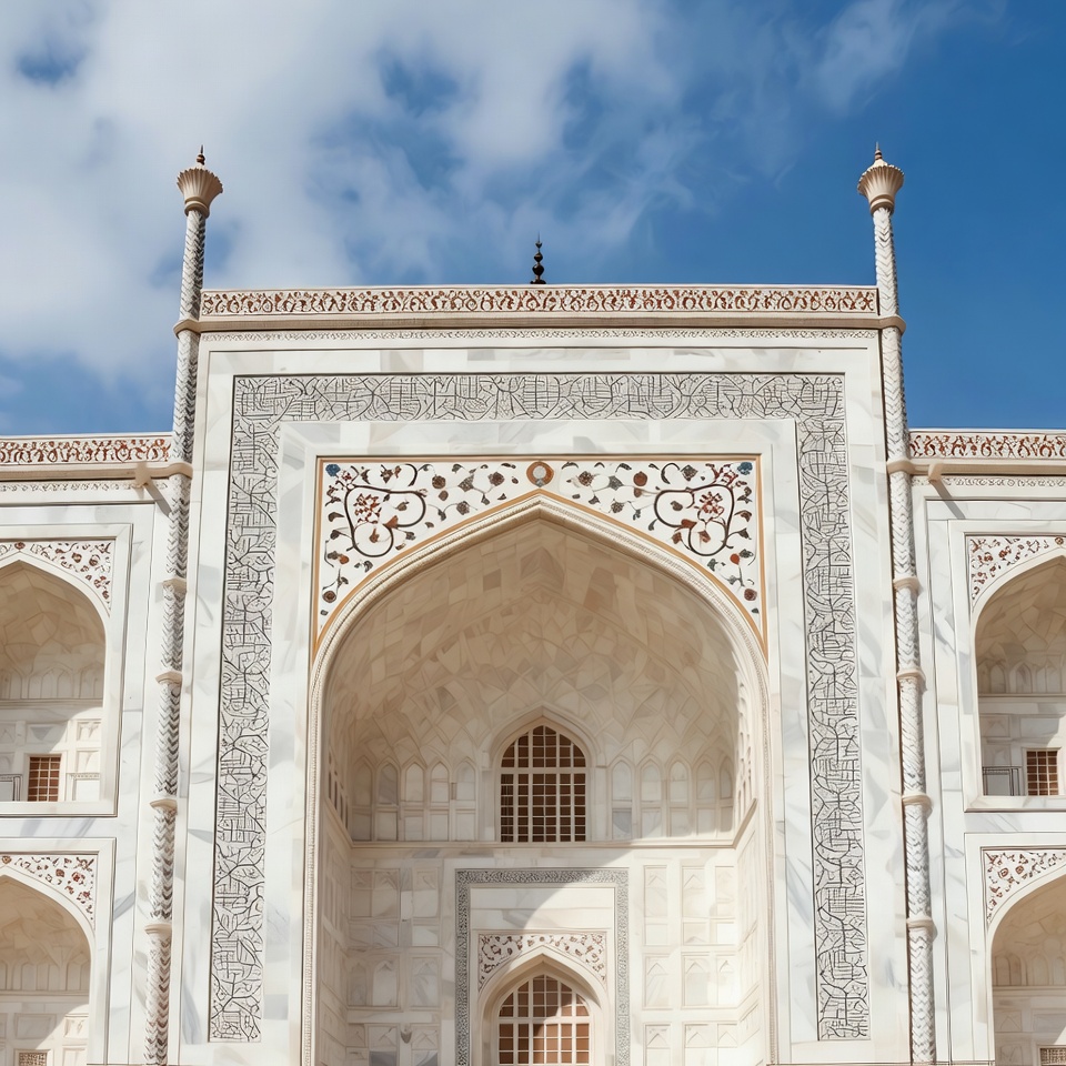 White marble structure with intricate designs White marble structure with intricate designs