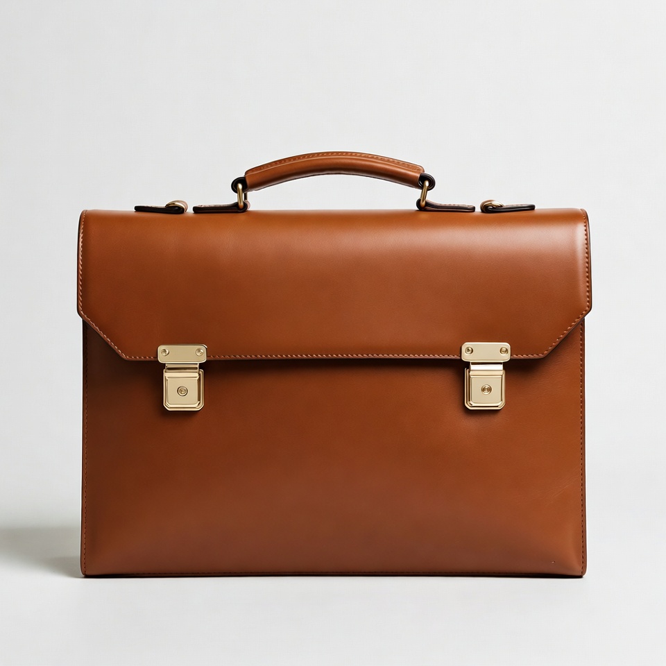 Brown leather briefcase on white background Brown leather briefcase on white background