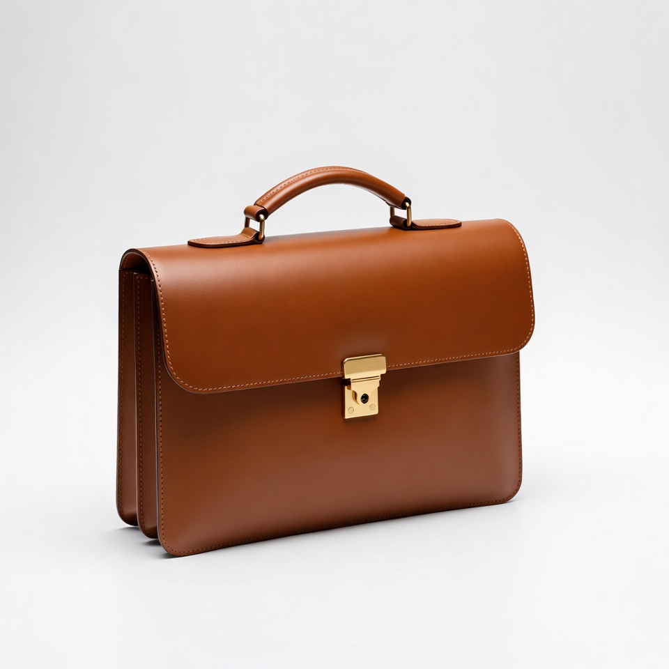 Brown leather briefcase on plain background Brown leather briefcase on plain background