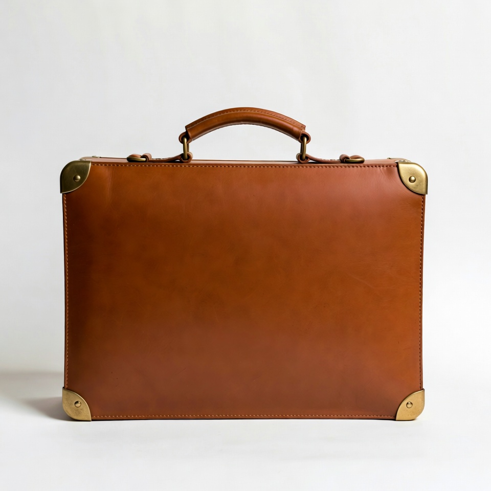 Brown leather briefcase on a solid background Brown leather briefcase on a solid background