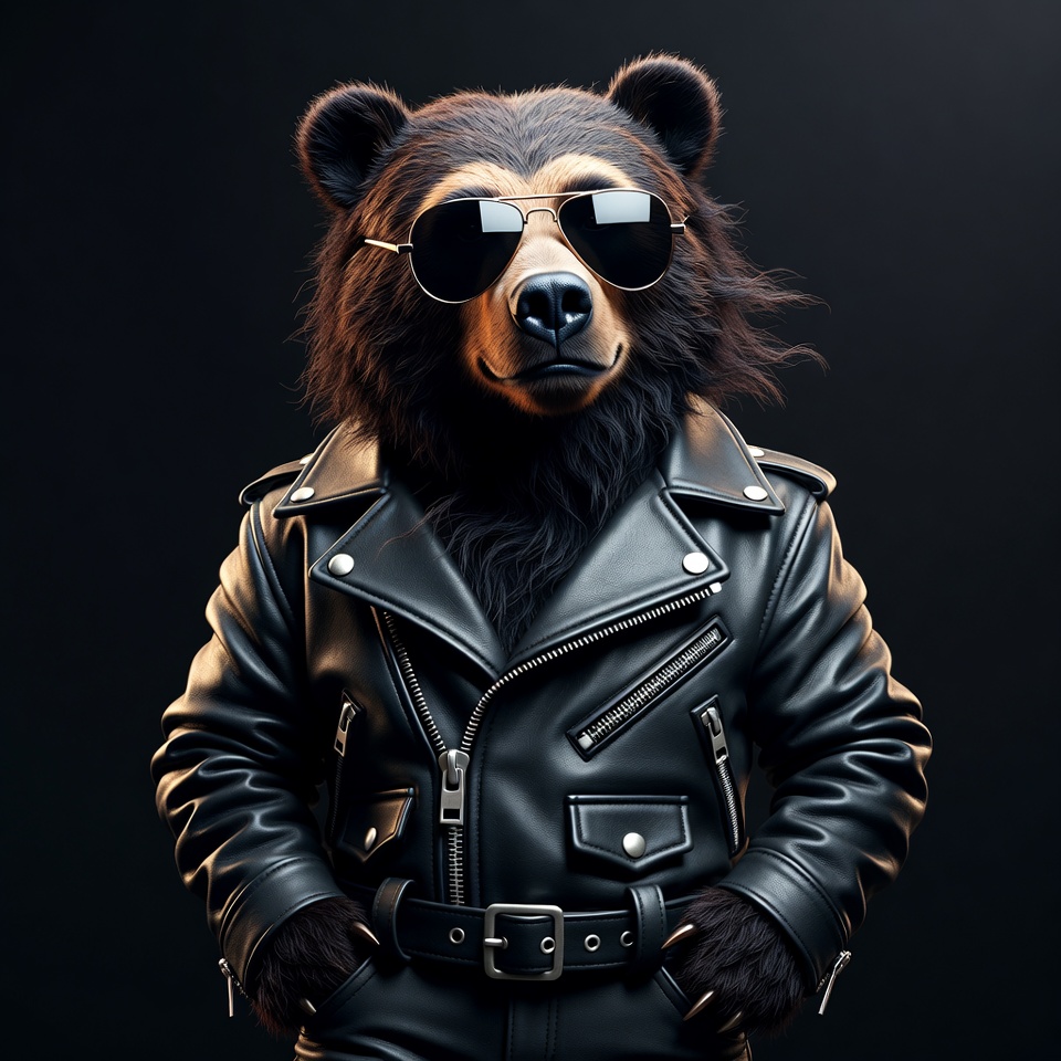 Cool bear in leather jacket Cool bear in leather jacket