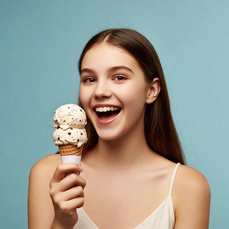 Girl enjoys ice cream cone Girl enjoys ice cream cone