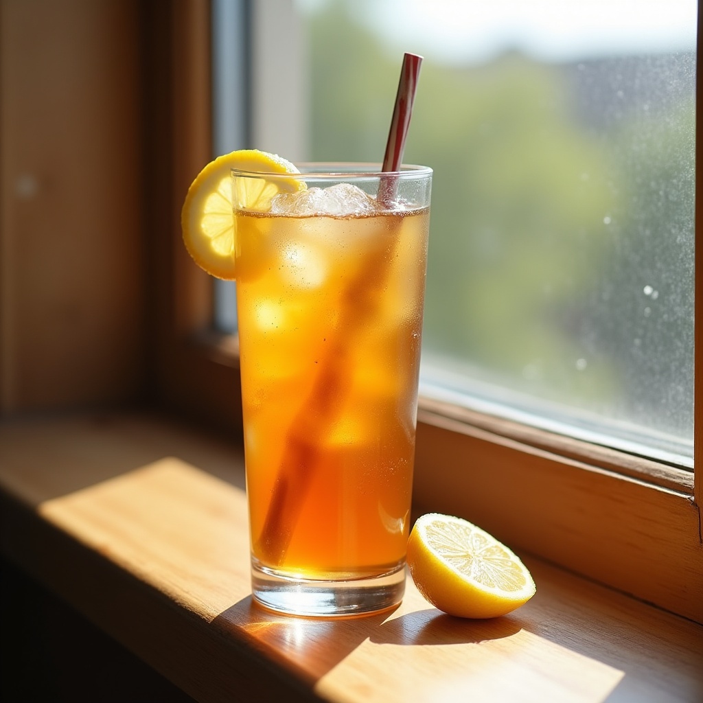 Tea drink in sunlight by window Tea drink in sunlight by window