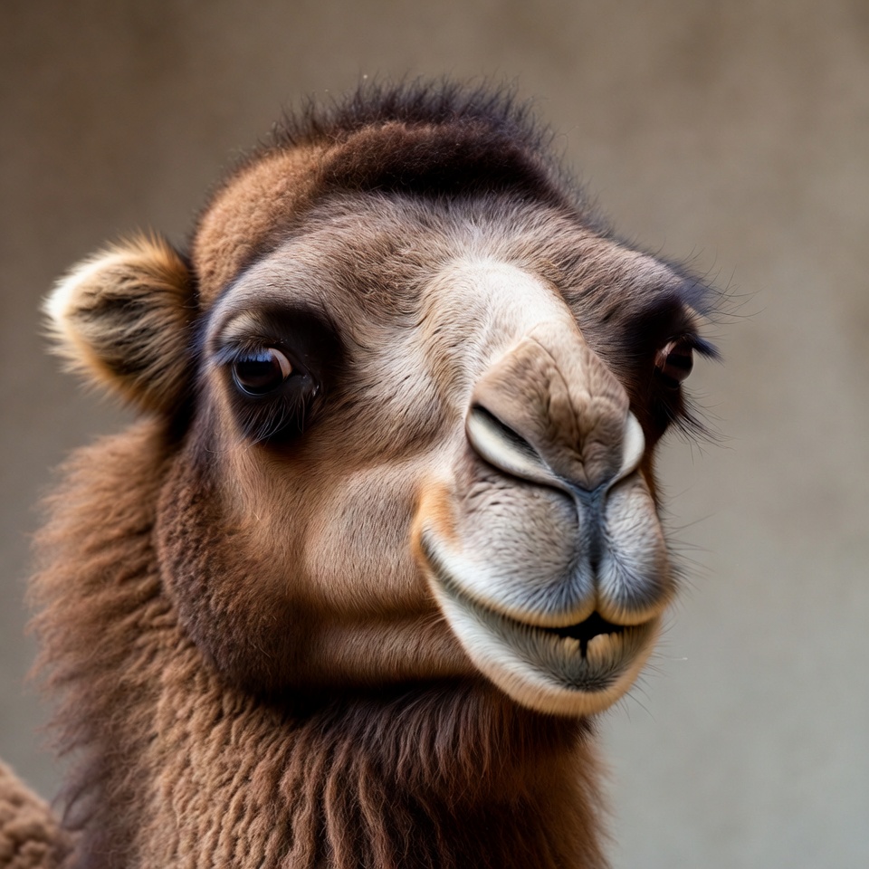 Camel faces camera in close-up shot Camel faces camera in close-up shot