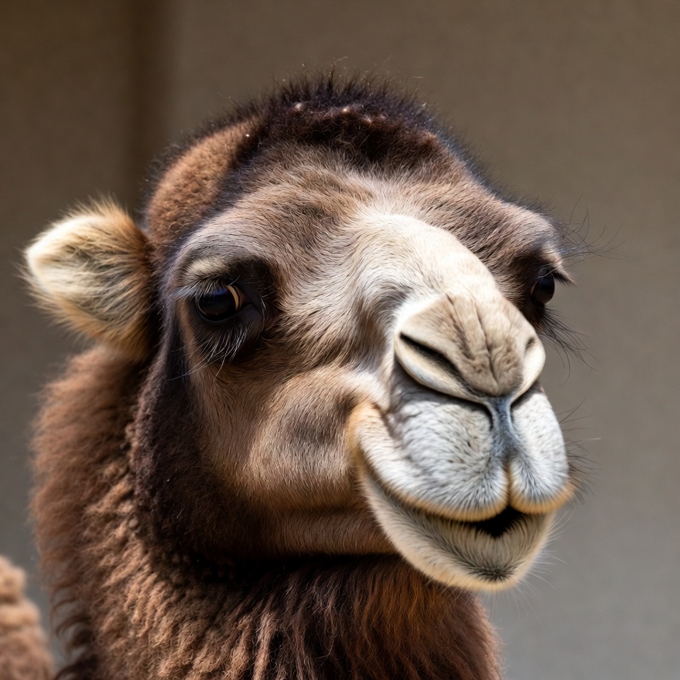 Camel looking at the camera in desert Camel looking at the camera in desert