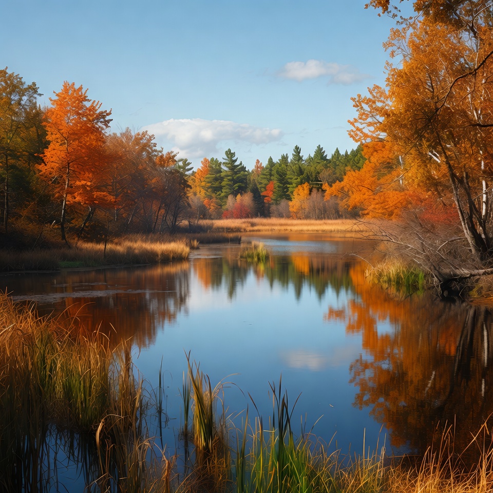 Autumn landscape with water and trees Autumn landscape with water and trees