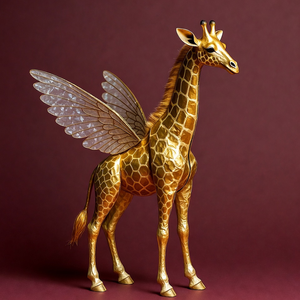 Giraffe with wings stands still Giraffe with wings stands still