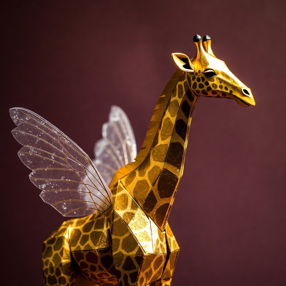 Giraffe model with wings stands tall Giraffe model with wings stands tall