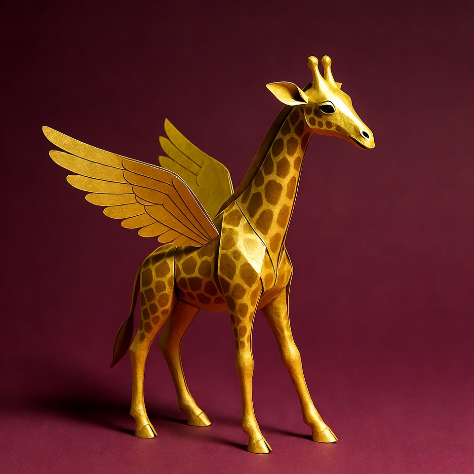 Golden giraffe with wings Golden giraffe with wings
