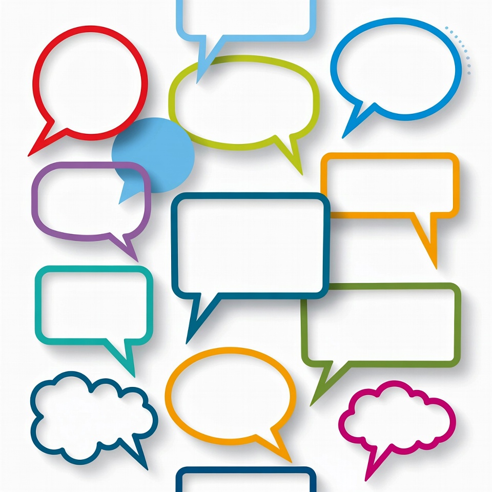 Colorful speech bubbles on white background Colorful speech bubbles on white background