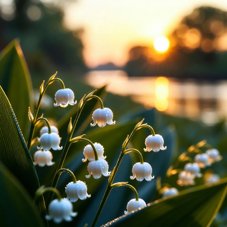 Lilies by the river at sunset Lilies by the river at sunset