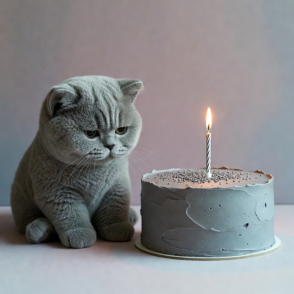 Cat and cake at birthday party Cat and cake at birthday party