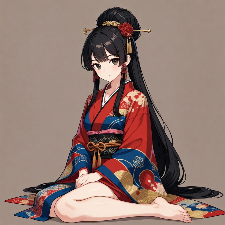 Woman in traditional dress sits quietly Woman in traditional dress sits quietly