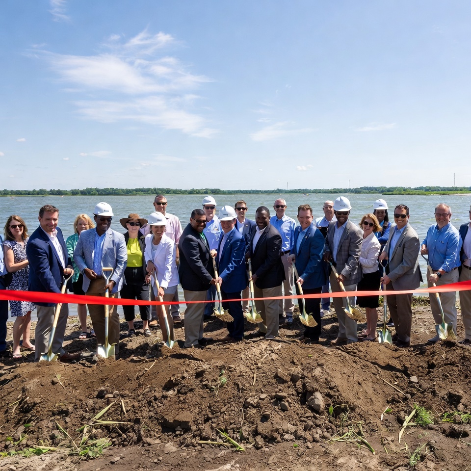 Groundbreaking event at river site Groundbreaking event at river site
