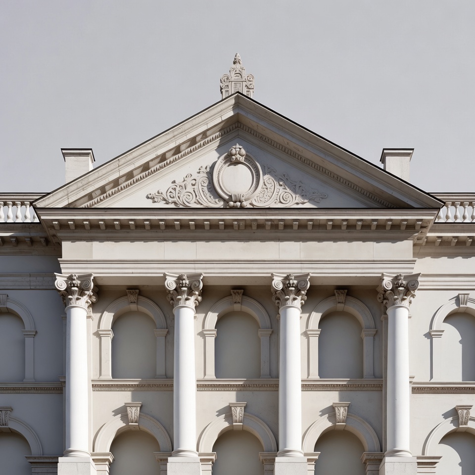 Historic building front view in sunlight Historic building front view in sunlight