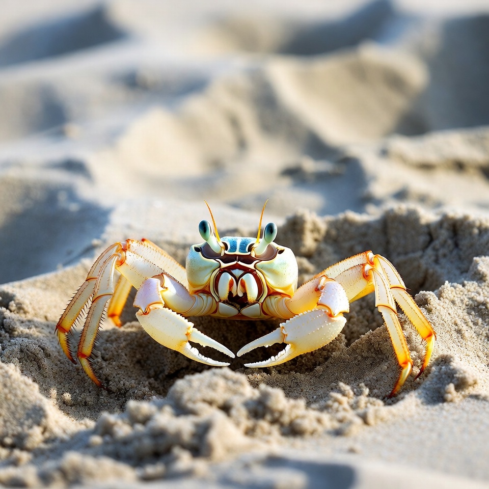 Crab on sandy beach during daytime Crab on sandy beach during daytime