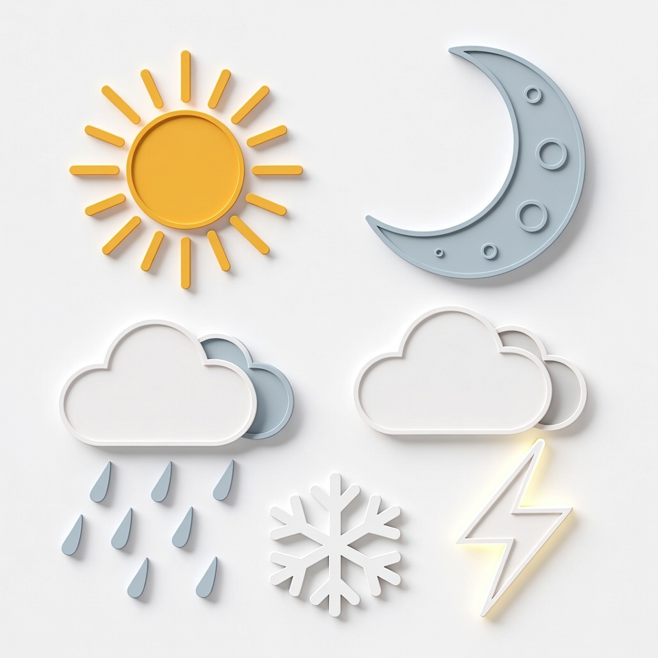 Weather symbols in simple design Weather symbols in simple design