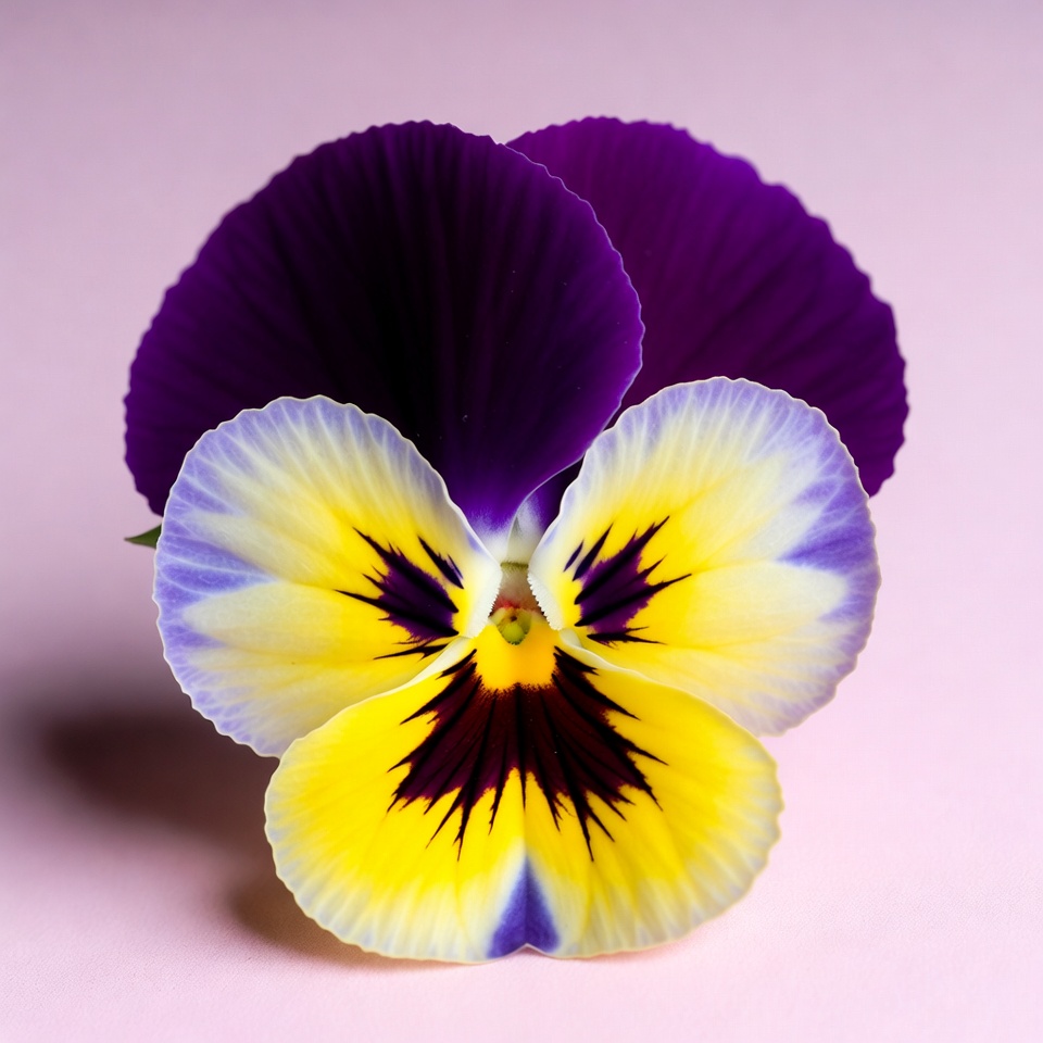 Colorful pansy flower on pink background Colorful pansy flower on pink background