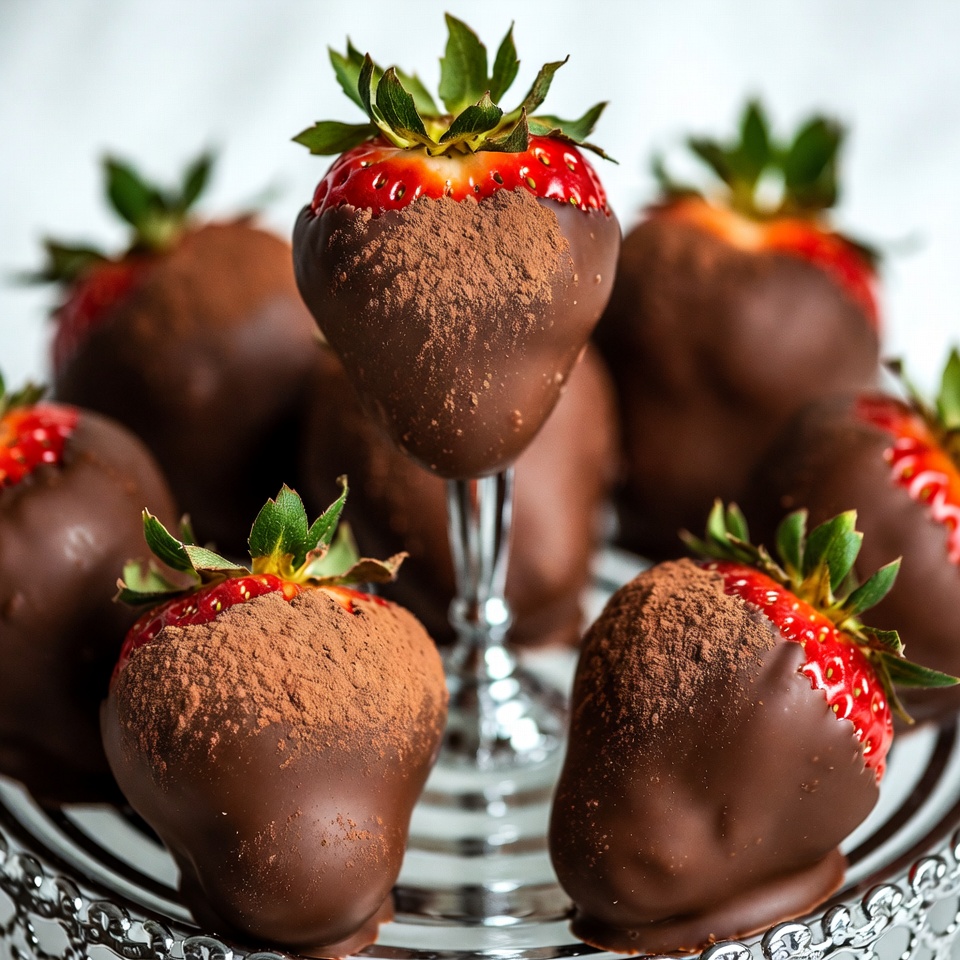 Chocolate covered strawberries on display Chocolate covered strawberries on display