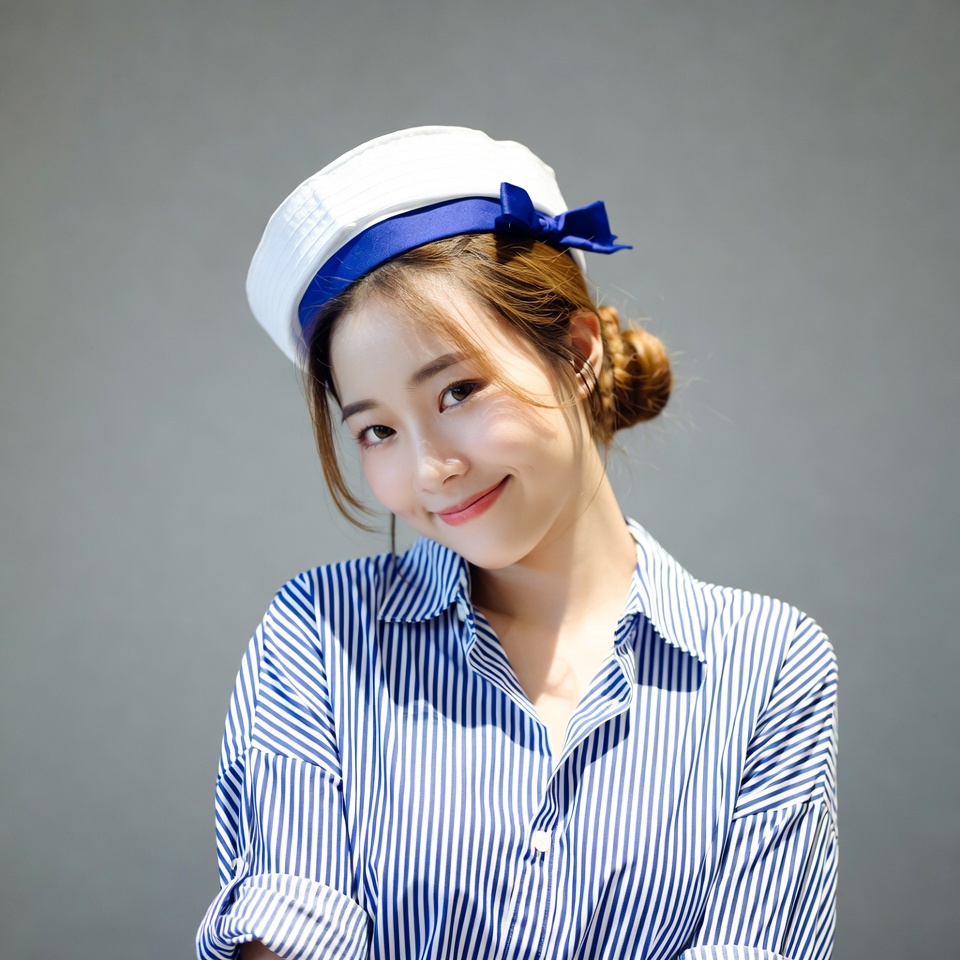 Young woman in sailor hat Young woman in sailor hat