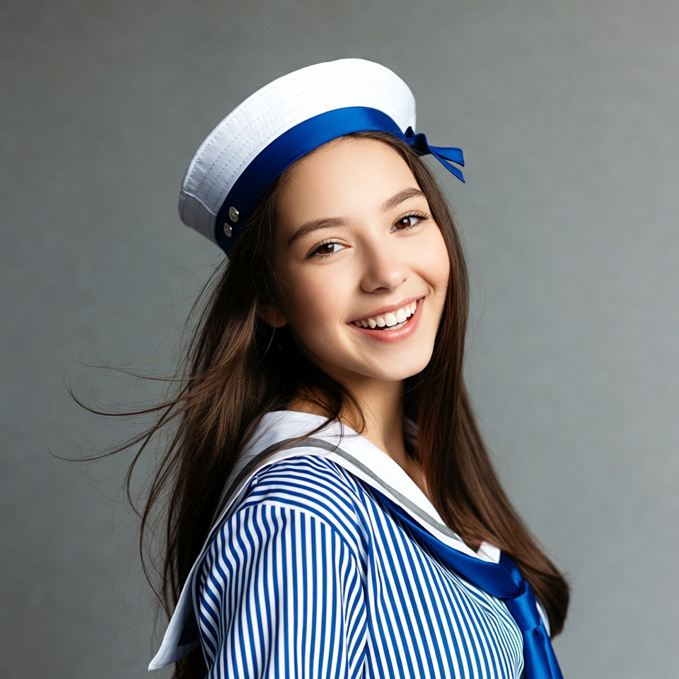 Smiling girl in sailor outfit Smiling girl in sailor outfit