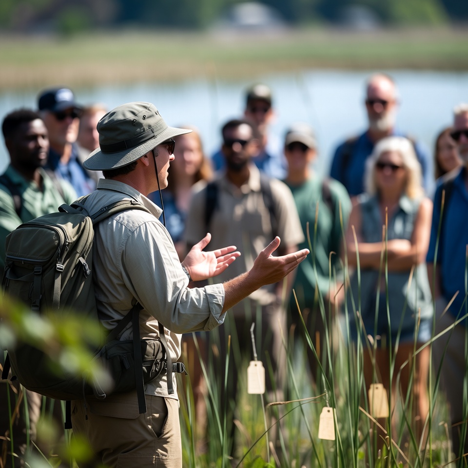Guided nature walk with a group Guided nature walk with a group