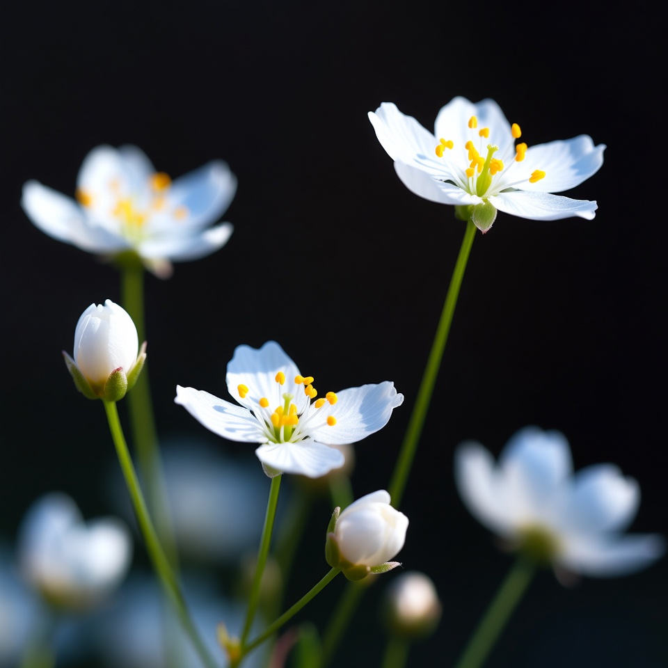 White flowers with yellow centers in bloom White flowers with yellow centers in bloom