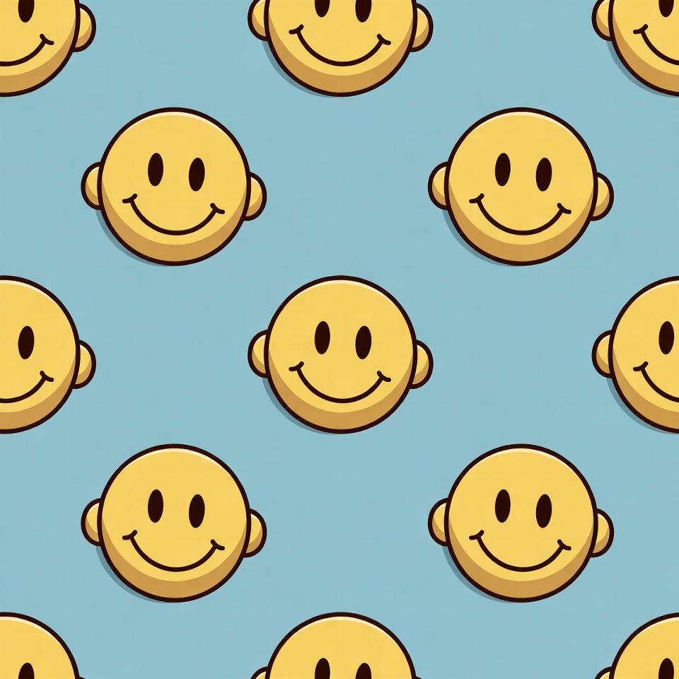 Pattern of smiling faces on blue Pattern of smiling faces on blue