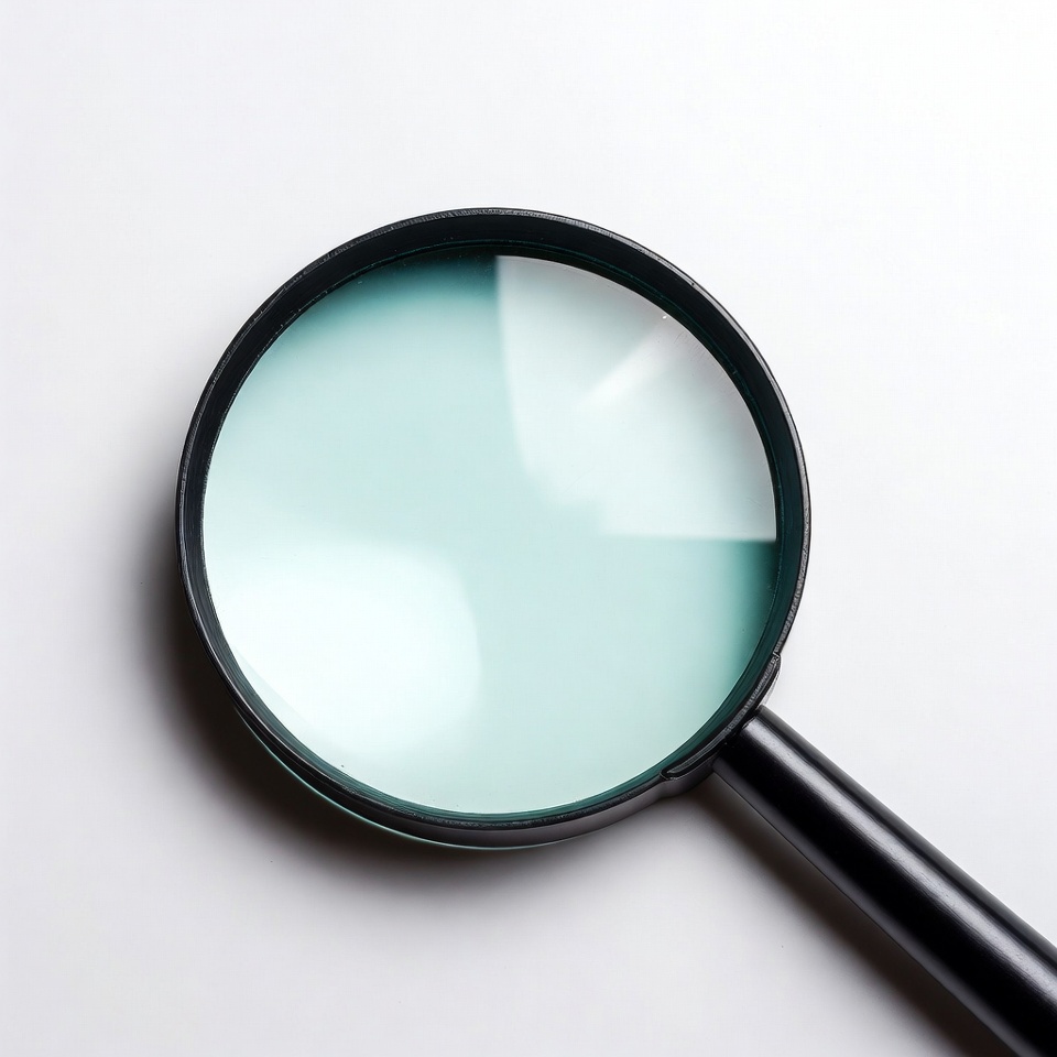 Close-up of a magnifying glass on a table Close-up of a magnifying glass on a table