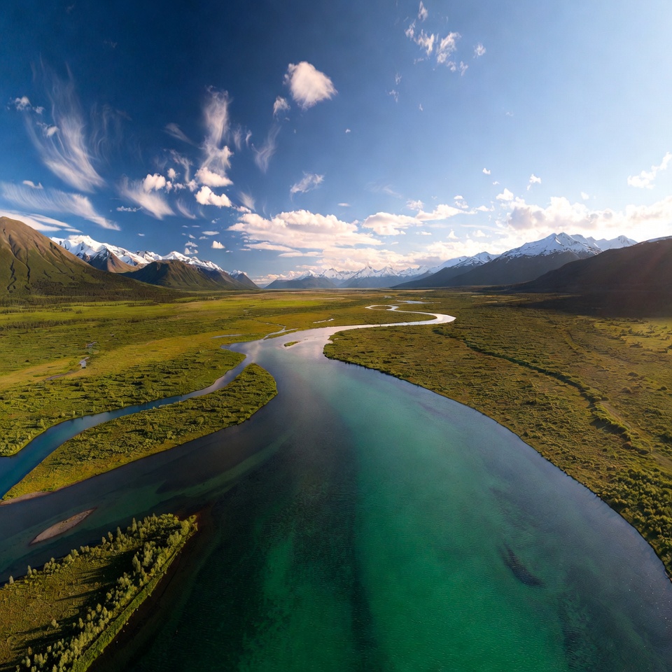 Landscape with river and mountains Landscape with river and mountains