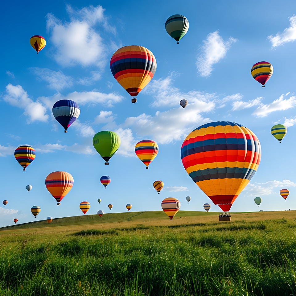 Hot air balloons fill the sky at festival Hot air balloons fill the sky at festival