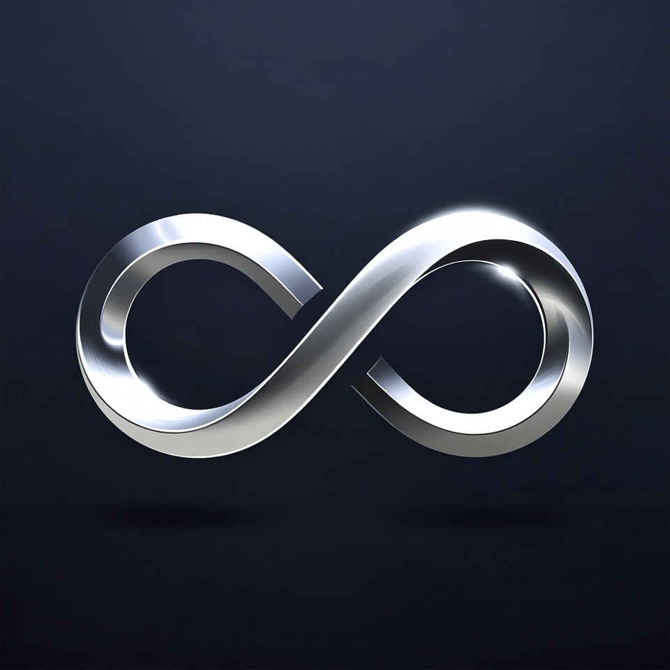 Silver infinity symbol on dark background Silver infinity symbol on dark background