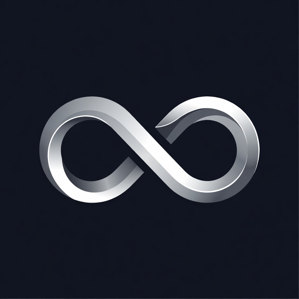 Silver infinity symbol on dark background Silver infinity symbol on dark background