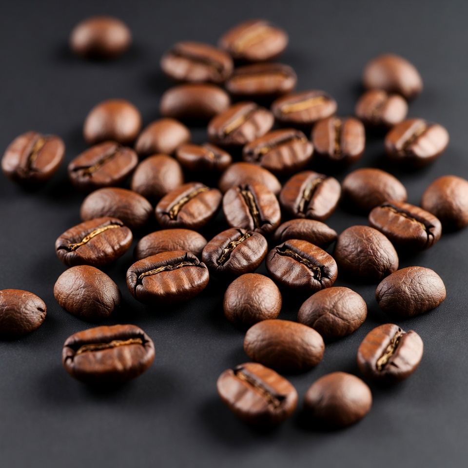 Coffee beans on a dark surface Coffee beans on a dark surface