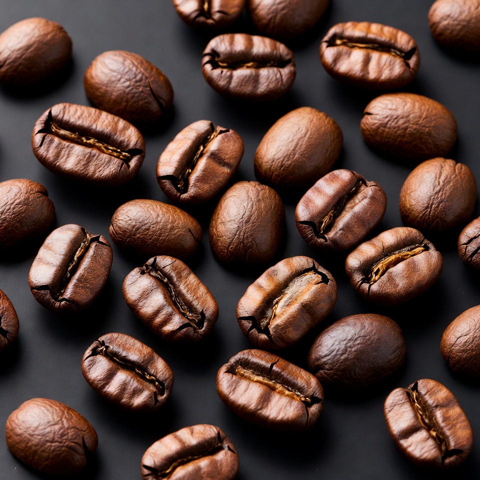 Coffee beans on dark surface Coffee beans on dark surface