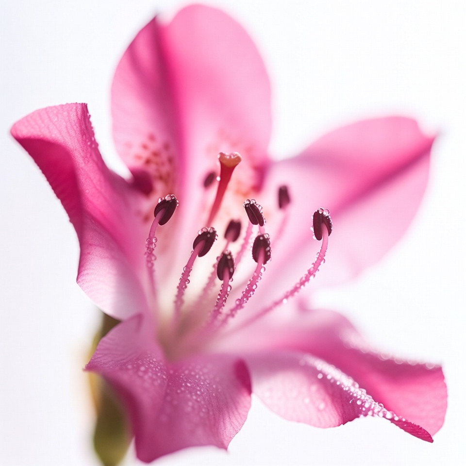 Pink flower with water droplets Pink flower with water droplets