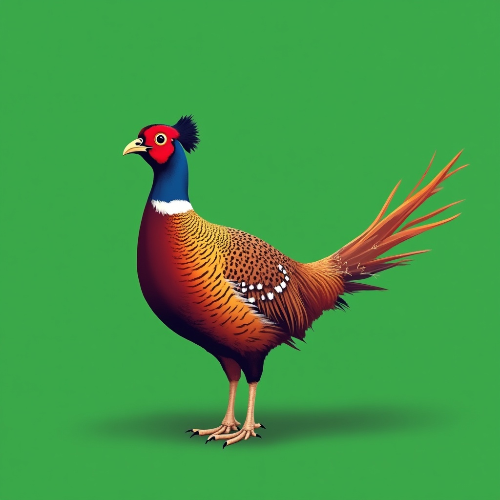 Colorful pheasant on green background Colorful pheasant on green background