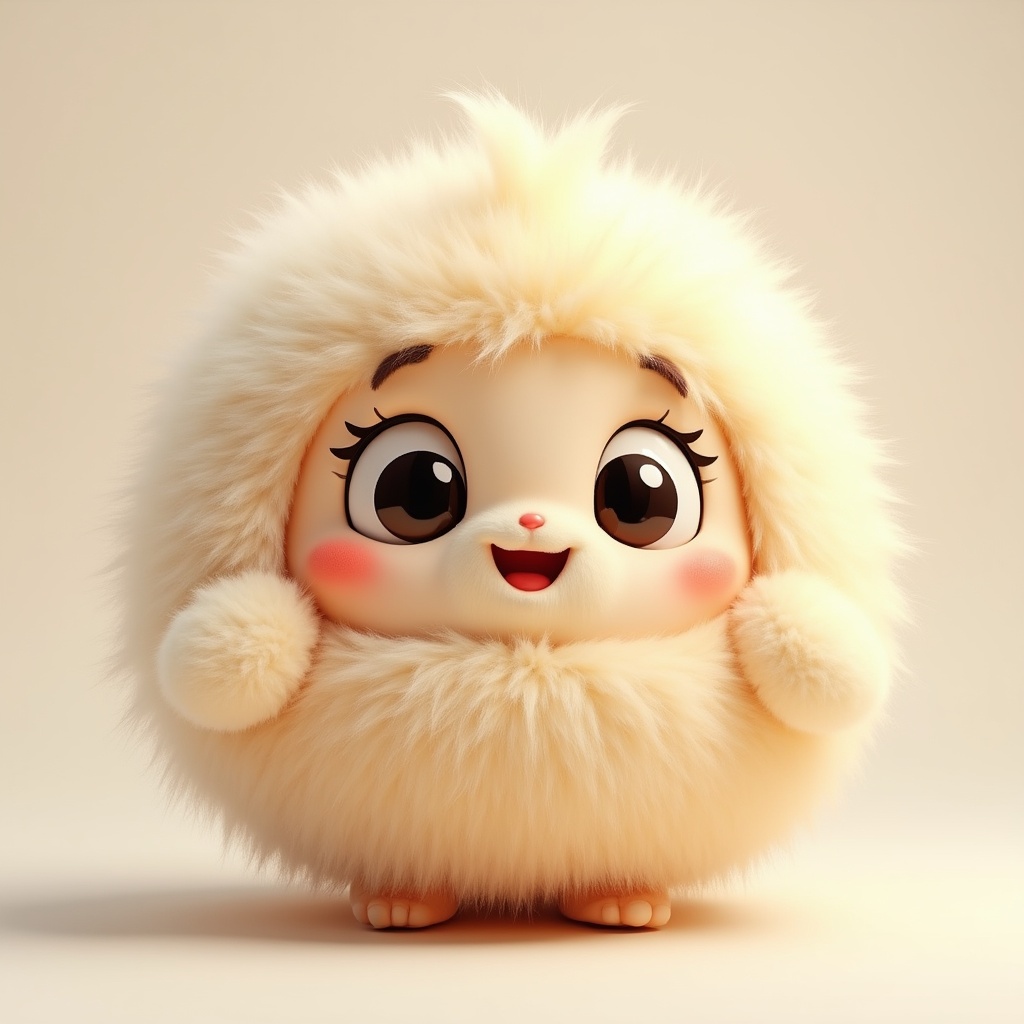 Cute fluffy character with round shape Cute fluffy character with round shape