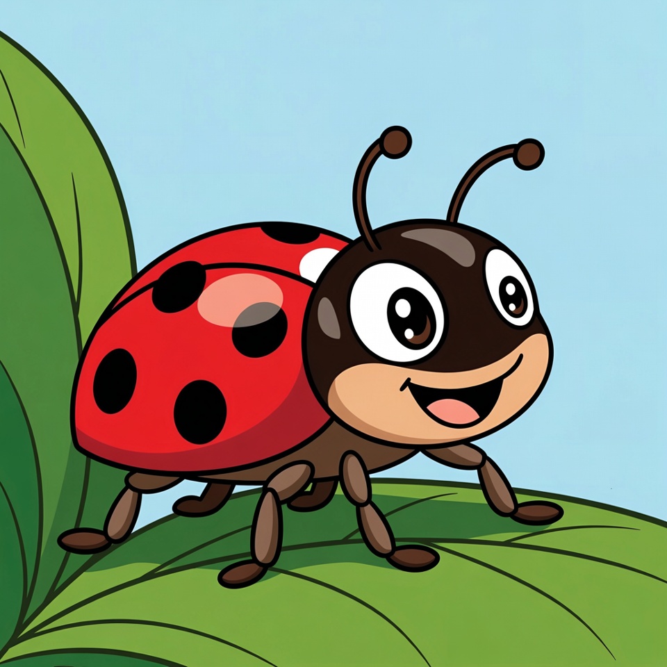 Ladybug on a leaf in bright colors Ladybug on a leaf in bright colors