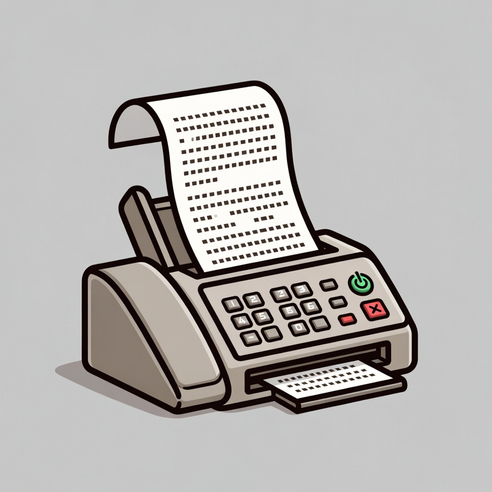 Old fax machine with printed page Old fax machine with printed page