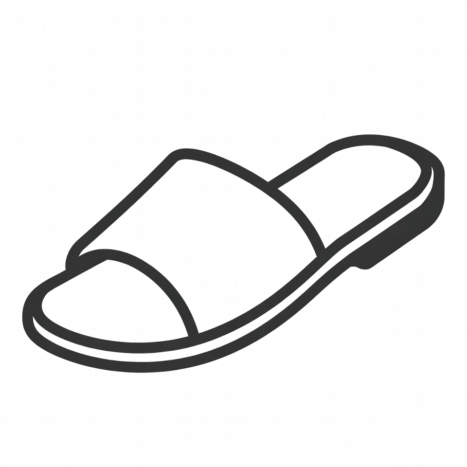Black and white slipper design with simple lines Black and white slipper design with simple lines