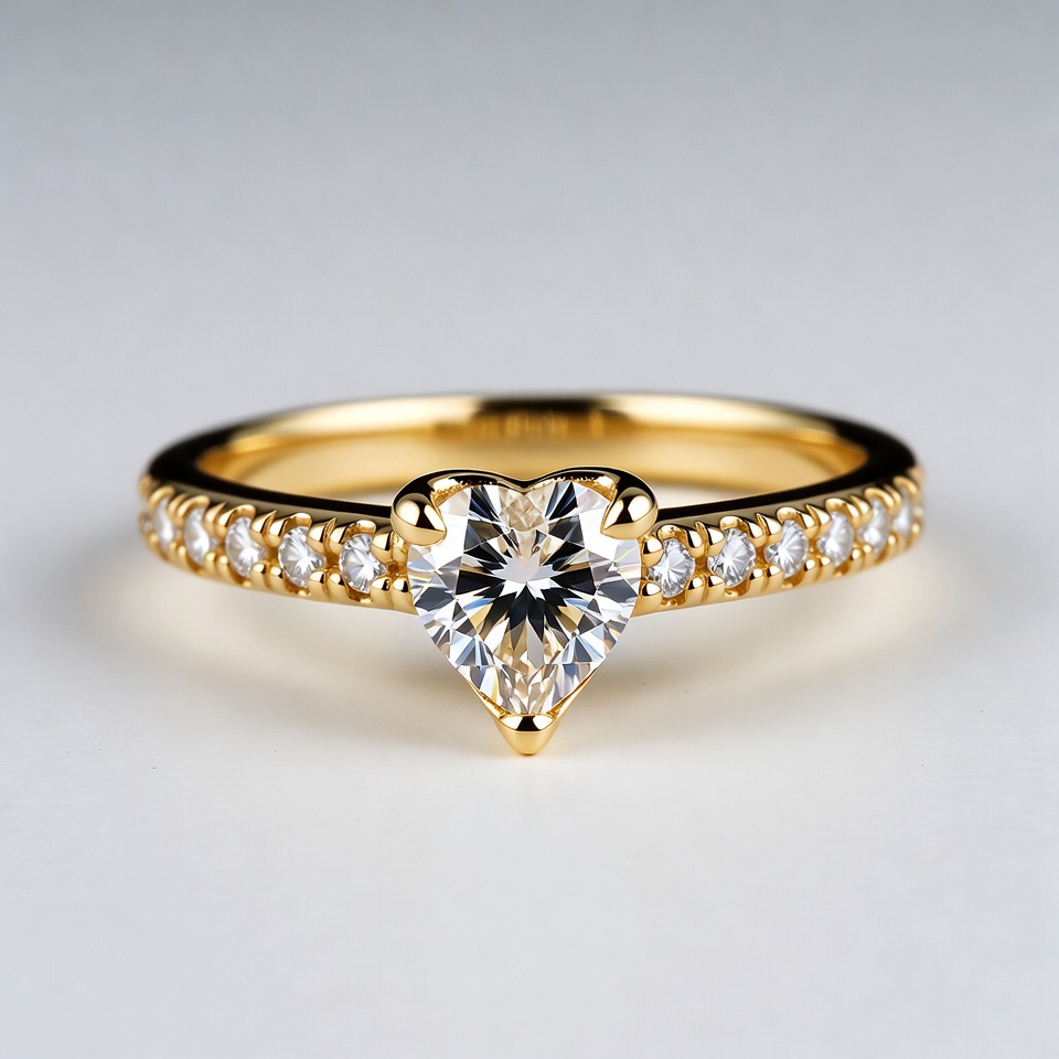 Heart shaped ring with diamond stones Heart shaped ring with diamond stones