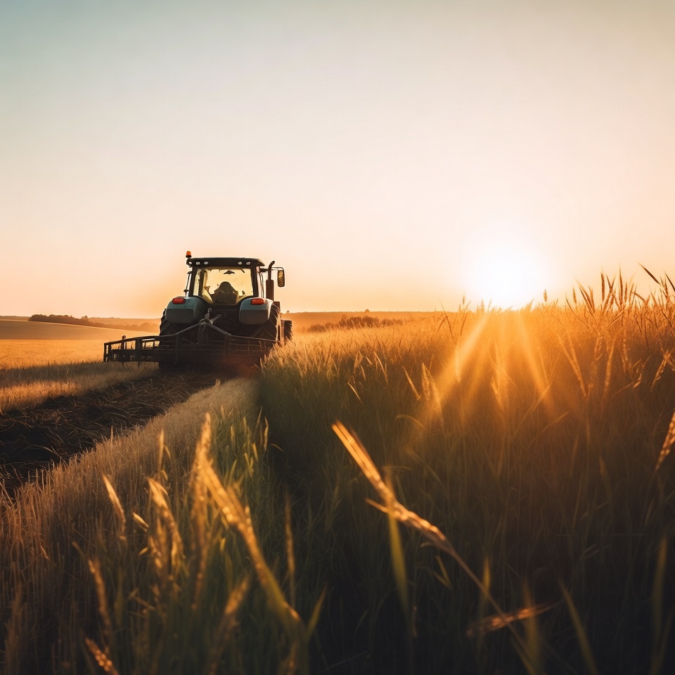 Harvesting wheat at sunset Harvesting wheat at sunset