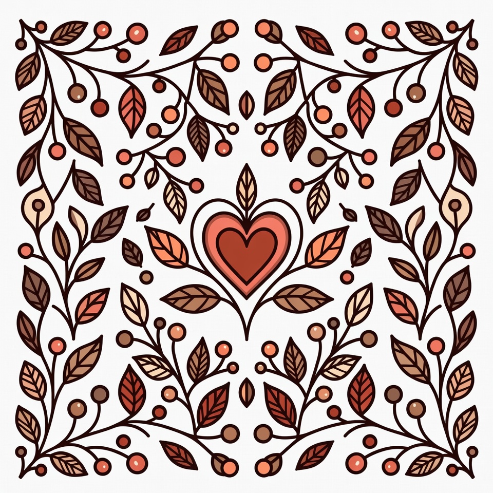 Floral pattern with heart design Floral pattern with heart design